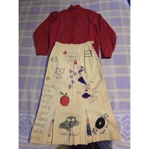 Vintage 1959 Senior Cord Skirt And Jacket Set Hand Drawn High School 50s 60s